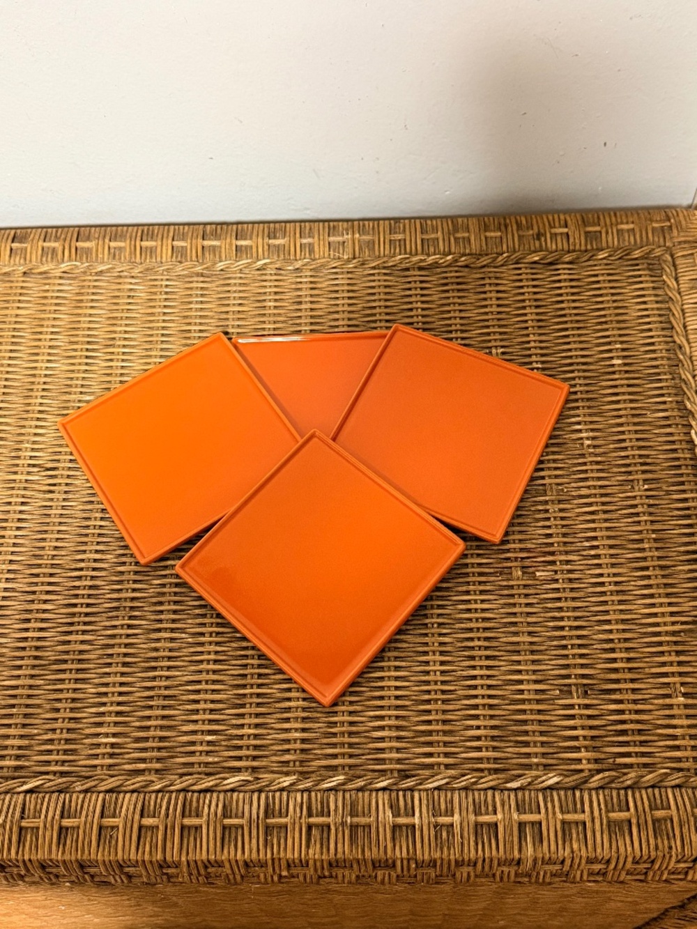 CB2 Orange Square Coasters|Snack Plates|Candle Holder, Etc.. Set of 4